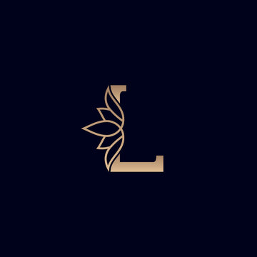 recommend clip art: gold brand logo design with lotus flower letter L