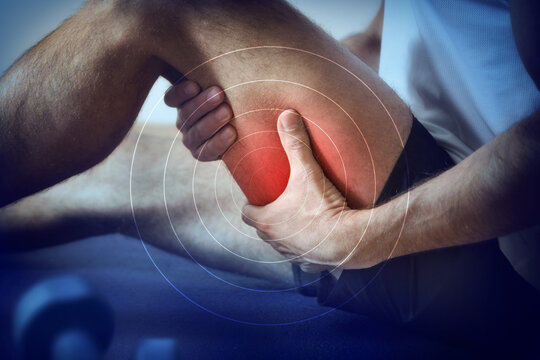 Representation of pain in the hamstrings in red on blue