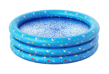 Rubber childrens' pool full of water on transparent background