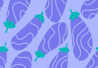 Cartoon vegetable seamless eggplant pattern for wrapping paper and kids clothes print and fabrics and linens