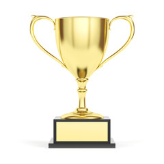Gold trophy isolated on white background. Award. Winner cup. 3d illustration.