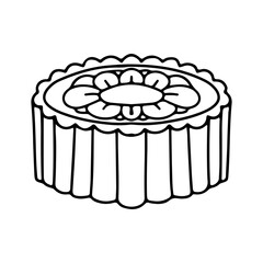 Traditional Chinese moon cake, Happy Mid Autumn Festival cakes have different patterns. Line vector illustration isolated on white background
