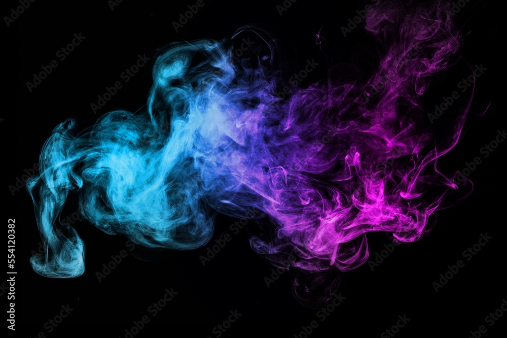 Poster Abstract Colored Smoke on Black Background.