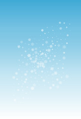 White Snowfall Vector Blue Background. Light