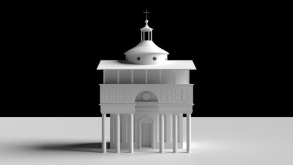 cappella pazzi 3d representation, can be used to represent christianity, brunelleschi architecture or renaissance