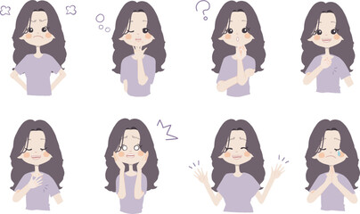 【怒ってる、悲しんでいる、任せて、疑問、ショック、困り顔、謝る】表情とポーズのバリエーションセット