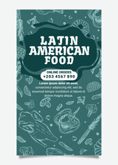 Naklejka na ściany i meble banner for promotion on social media, with latin american food menu