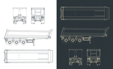 Tipper semi trailer blueprints