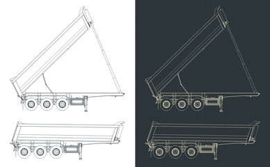 Fototapeta premium Tipper semi trailer drawings