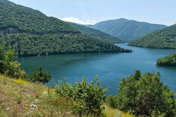 Fototapeta na wymiar Landscape of Vacha (Antonivanovtsi) Reservoir, Bulgaria
