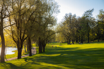 golf field in spring