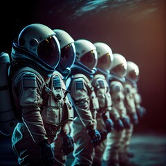 A squad of astronauts in a spacesuit. High-tech astronauts from the future. The concept of space travel. Generative AI Art - 554127585
