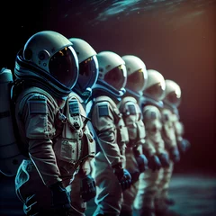 Foto op Canvas A squad of astronauts in a spacesuit. High-tech astronauts from the future. The concept of space travel. Generative AI Art © designprojects