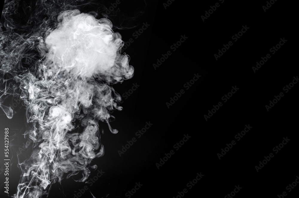 Poster White abstract smoke on black background