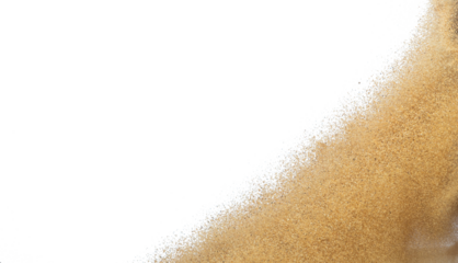 Sand flying explosion, Golden sand wave explode. Abstract sands cloud fly. Yellow colored sand splash throwing in Air. White background Isolated high speed shutter, throwing freeze stop motion