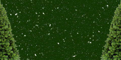 Horizontal design for Christmas with Christmas trees and snow