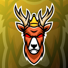 vector graphics illustration of a deer king in esport logo style. perfect for game team or product logo