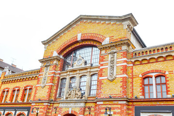 Market Hall in Budapest . Facade of market place