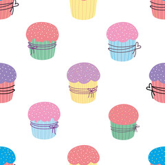 Cupcake seamless pattern. Easter cake pattern