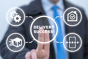 Concept of delivery success! Parcel express online delivery service. Track online orders.