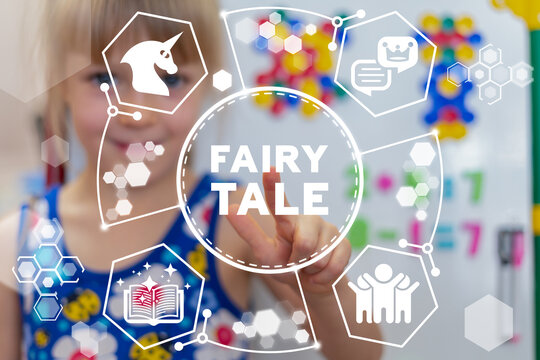 Education concept of fairy tale. Children learning of fairy tales. Fairytale.
