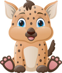 Cute baby hyena cartoon sitting