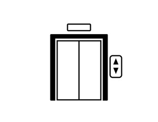 Elevator icon for buildings and commercial establishments. Concept of walking uphill with arrows on isolated white background