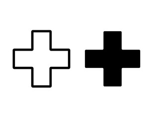 Plus and addition icons set. Vector with cross for plus sign and math