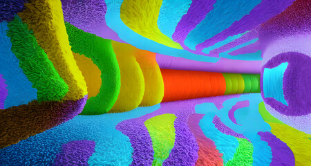 Ai Digital Illustration Psychedelic Colourful Surreal Room