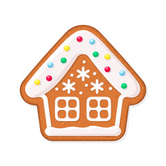 House shaped Christmas gingerbread cookie. Vector illustration