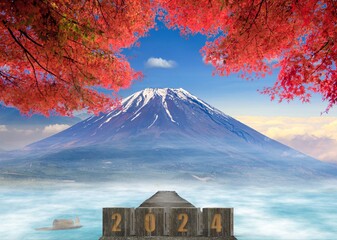 3d rendering of  wording 2024 with nice backbround view