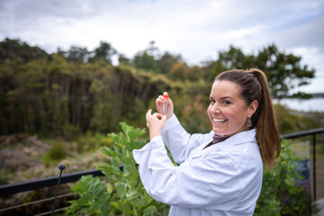 female farmer scientist researching plants and agricultural research