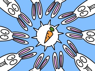 rabbit cartoon on blue background