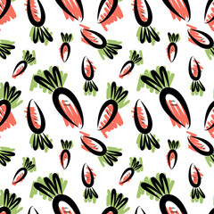 Seamless pattern of orange carrots