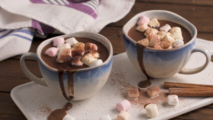 Hot chocolate drink with marshmallows