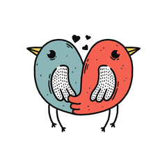 Cute couple bird in love vector illutration
