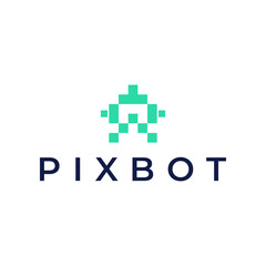  simple pixel robot logo design