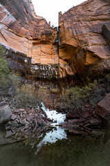 Various colors, textures, scenery and rock formations among the Zion National Park landscapes in the American southwest in the state of Utah.