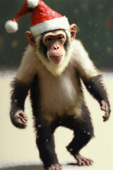 monkey with Santa hat 