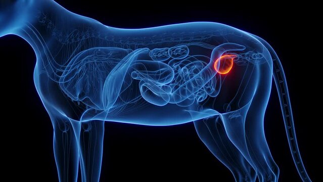 3D medical animation of a cat's bladder