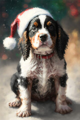dog with Santa hat