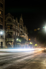 Fototapeta na wymiar Long exposure traffic in city at night