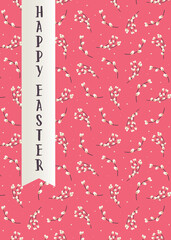 Easter greeting card banner with willow pattern