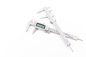 Two Vernier Calipers isolated on white background