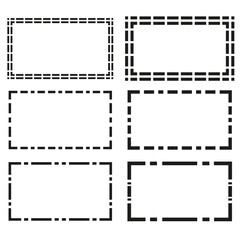 Rectangular dotted frames in sketch style. Brush texture. Wall art. Vector illustration. stock image.