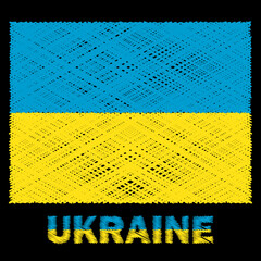 Brush flag ukraine in line art style. Ukrainian flag symbol. Concept art. Vector illustration. Stock image.