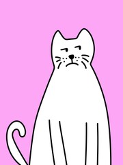 cute cat cartoon on pink background