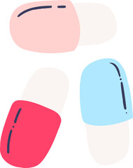 Three capsules of pills illustration