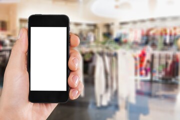 Hand hold mobile phone with blank screen