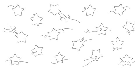Zestaw gwiazdek - kolekcja płaskich ikon. Proste elementy do projektów - gwiazda, fajerwerki, spadająca gwiazda. - obrazy, fototapety, plakaty